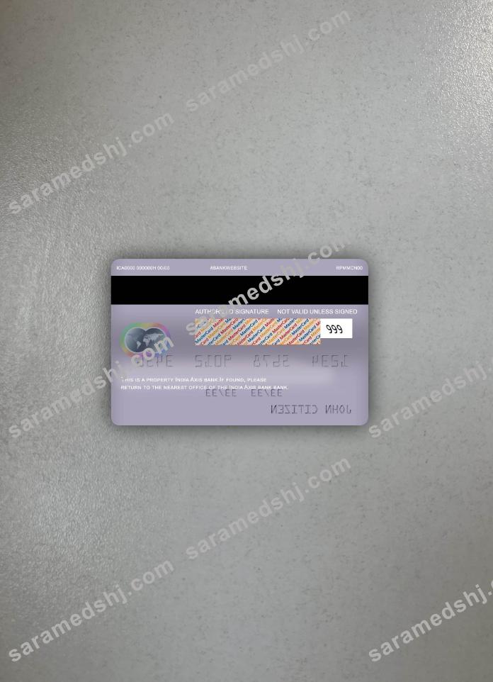 India Axis bank mastercard photolook back